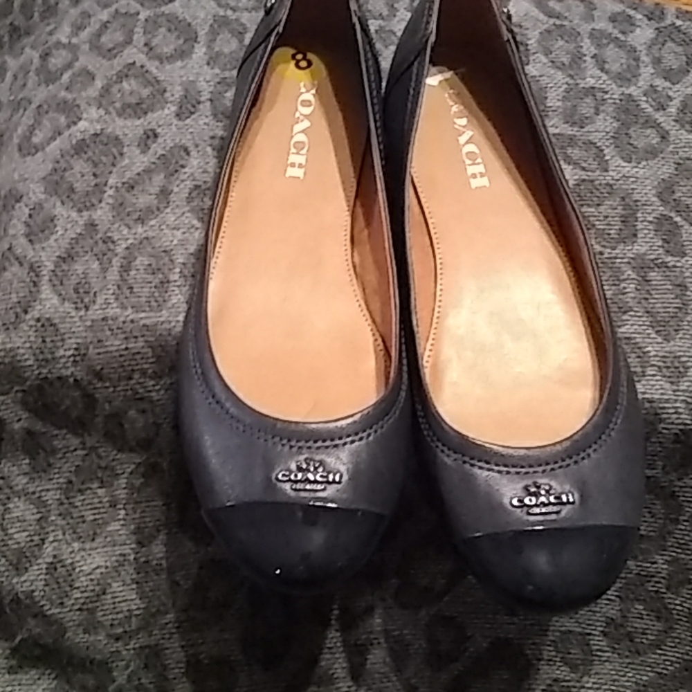 Coach navy ballet slippers/shoes size 8